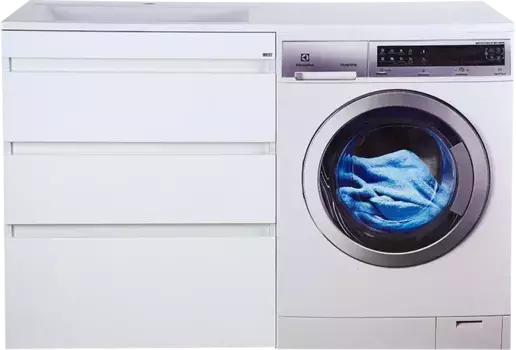 Тумба под раковину Misty Фостер Э-Фос01070-013ЯНС 68,5 см, напольная, над стиральной машиной, белый глянец/белый матовый