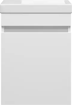 Тумба под раковину Misty Эко Мини Э-ЭкоМ01040-П 39 см L/R, подвесная, белый глянец/белый матовый