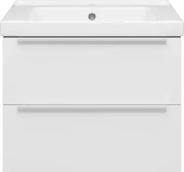 Тумба под раковину Misty Карат П-Кар09065-01/19-2Я 61,4 см, подвесная, белый матовый/темное дерево