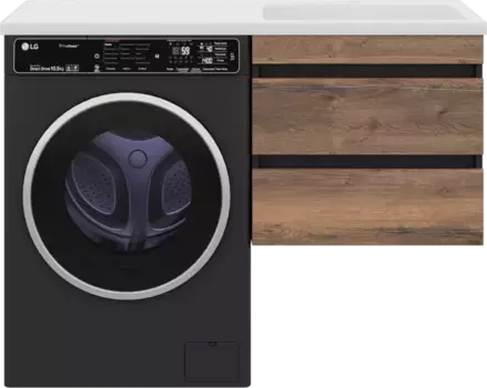 Тумба под раковину Misty Коломбо П-Кол06060-011П2Я 56 см, подвесная, над стиральной машиной, дуб галифакс/антрацит матовый