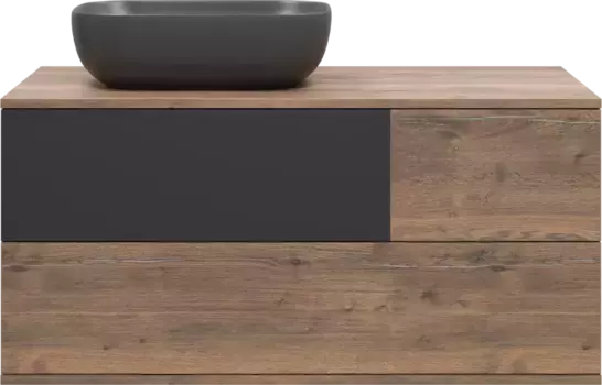 Тумба под раковину Misty Коломбо П-Кол-01100-074ПЛ 100,4 см L, подвесная, со столешницей, дуб галифакс/антрацит матовый