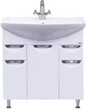 Тумба под раковину Misty Орхидея П-Орх01075-0112Я 72,5 см, напольная, с бельевой корзиной, белый глянец