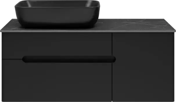 Тумба под раковину Misty Роял П-Роя-01100-021П2Я 98,5 см, подвесная, черный матовый