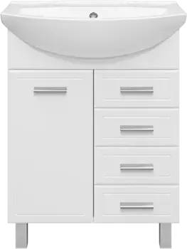 Тумба под раковину Misty Стелла Э-Сте01065-01К4Я 61 см, напольная, с бельевой корзиной, белый глянец