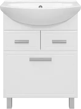 Тумба под раковину Misty Стелла Э-Сте01065-01К2Я 61 см, напольная, с бельевой корзиной, белый глянец