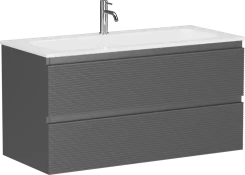 Тумба под раковину Sancos Folk FL100GS 99,5 см, подвесная, темно-серый матовый