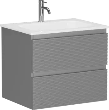 Тумба под раковину Sancos Folk FL60ES 59 см, подвесная, светло-серый матовый