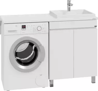 Тумба под раковину Санта Марс 700315 67,4 см, напольная, над стиральной машиной, белый глянец