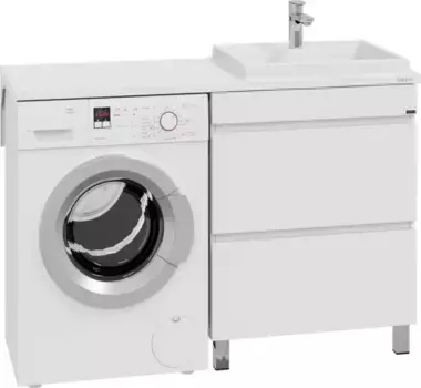 Тумба под раковину Санта Марс 700316 67,4 см, напольная, над стиральной машиной, белый глянец