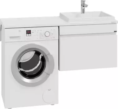 Тумба под раковину Санта Марс 700317 67,4 см, подвесная, над стиральной машиной, белый глянец