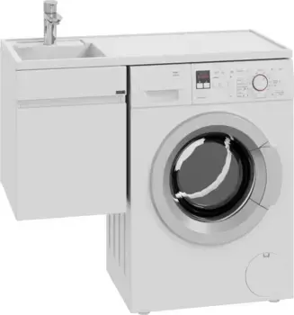 Тумба под раковину Санта Марс 700320 38 см, подвесная, над стиральной машиной, белый глянец