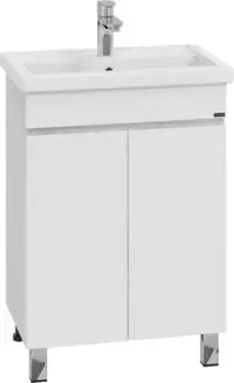Тумба под раковину Санта Марс 700408 56,5 см, напольная, белый глянец/светлый дуб