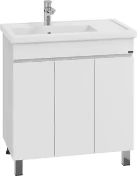 Тумба под раковину Санта Марс 700410 76,5 см, напольная, белый глянец/светлый дуб