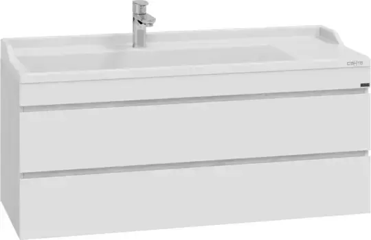 Тумба под раковину Санта Марс 700424 120 см, подвесная, белый глянец/светлый дуб