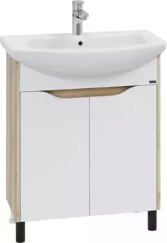 Тумба под раковину Санта Сатурн 700369 65,4 см, напольная, белый глянец/дуб австрийский
