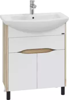 Тумба под раковину Санта Сатурн 700370 65,4 см, напольная, белый глянец/дуб австрийский