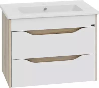 Тумба под раковину Санта Сатурн 700371 72 см, подвесная, белый глянец/дуб австрийский