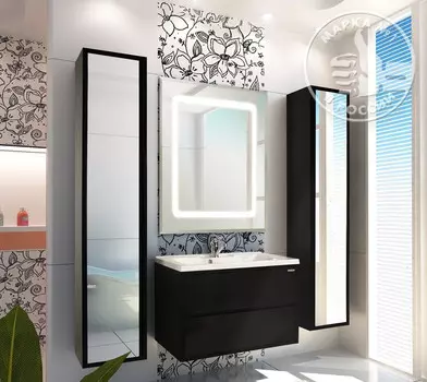 Тумба Римини 80 чёрный глянец Акватон 1A138301RN950