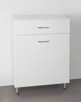 Тумба белый глянец 60 см с бельевой корзиной Style Line Эко ЛС-00000229