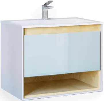 Тумба с раковиной белый/дуб 77 см Jorno Glass