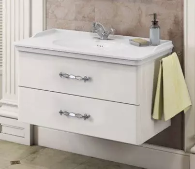 Тумба с раковиной белый глянец 100 см Comforty Неаполь 00004139025