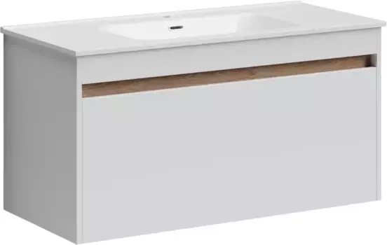 Тумба с раковиной белый глянец 101 см Sancos Smart SM100W + CN7003