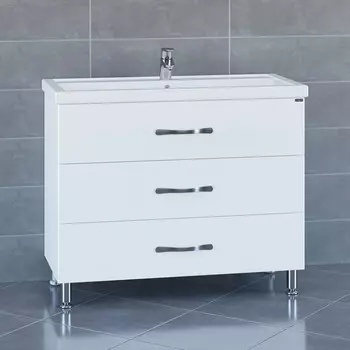 Тумба с раковиной белый глянец 101 см Санта Виктория 700131N + FOCTEP100