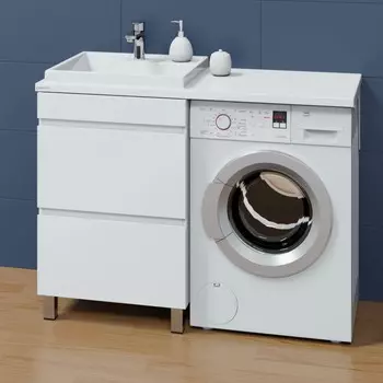 Тумба с раковиной белый глянец 120 см Санта Марс 700305 + 900124 + 900122