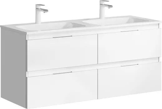 Тумба с раковиной белый глянец 121,8 см Aqwella 5 Stars Accent ACC0112W + Mal.12.04.D