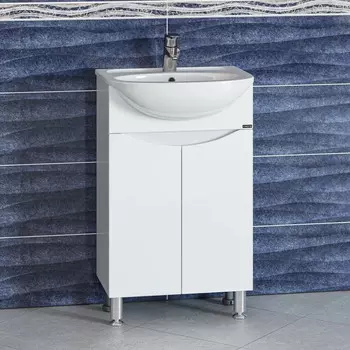 Тумба с раковиной белый глянец 51 см Санта Сатурн 700226 + YYUT50