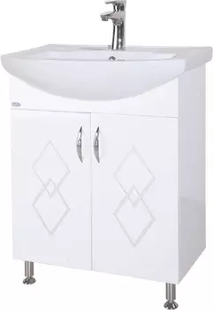 Тумба с раковиной белый глянец 55 см Bellezza Элеганс 4638608240014 + 4620008195551