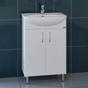 Тумба с раковиной белый глянец 55 см Санта Уют 201087 + YYUT55