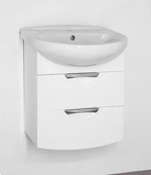 Тумба с раковиной белый глянец 56 см Style Line Жасмин-2 LC-00000345 + LC-00000158