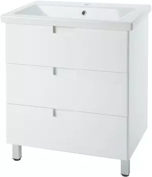 Тумба с раковиной белый глянец 60 см Bellezza Пегас 4630409140012 + 4690311045409