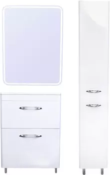 Тумба с раковиной белый глянец 60 см Style Line Каре СС-00002265 + СС-00002261