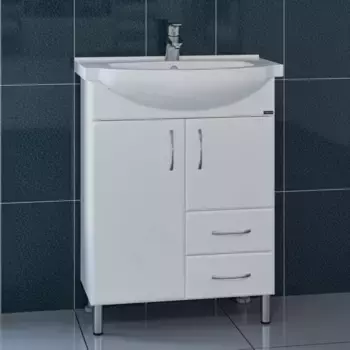 Тумба с раковиной белый глянец 65,5 см Санта Элеганс 201103 + ELEGAHC65