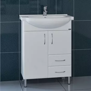 Тумба с раковиной белый глянец 65,5 см Санта Элеганс 201102 + ELEGAHC65