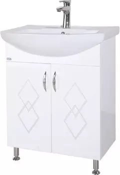 Тумба с раковиной белый глянец 66 см Bellezza Элеганс 4638610240019 + 4620008192475