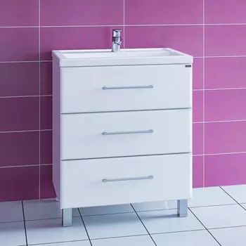 Тумба с раковиной белый глянец 70,5 см Санта Омега 207039 + FOCTEP70