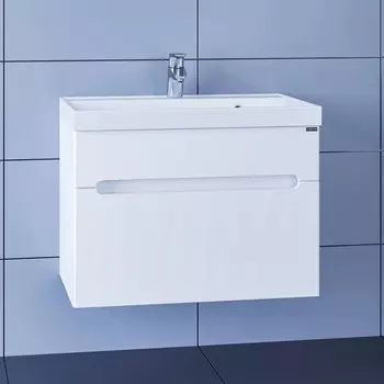 Тумба с раковиной белый глянец 70 см Санта Лондон 224003L + CLASSIC70M