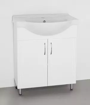 Тумба с раковиной белый глянец 70 см Style Line Эко Стандарт ЛС-00000105 + ЛС-00000142