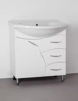 Тумба с раковиной белый глянец 75,5 см Style Line Амелия LC-00000010T