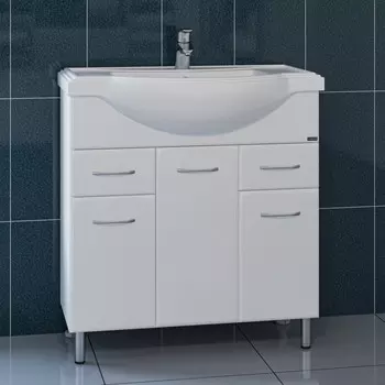 Тумба с раковиной белый глянец 80,5 см Санта Эльбрус 201115 + CLASSIC80