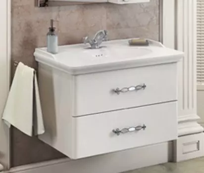 Тумба с раковиной белый глянец 80 см Comforty Неаполь 00004147564