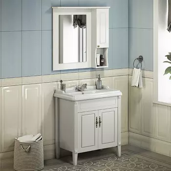 Тумба с раковиной белый глянец 80 см Comforty Палермо 00004139245