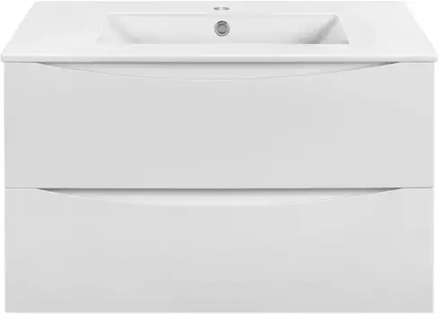 Тумба с раковиной белый глянец 81,5 см Vincea Mia VMC-2MC800GW + VBS-13980
