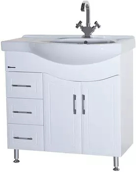 Тумба с раковиной белый глянец 83 см Bellezza Коралл 4632014142016 + 4620000142379