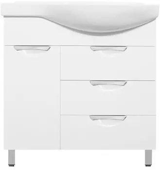 Тумба с раковиной белый глянец 83 см L Style Line Жасмин ЛС-00000526 + ЛС-00000163