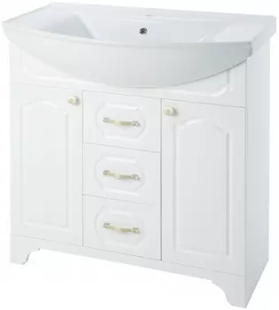 Тумба с раковиной белый глянец 86,5 см Bellezza Тиффани 4630514110016 + 4620008197357