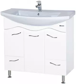 Тумба с раковиной белый глянец 87,5 см Bellezza Мари 4632914000010 + 4620008197456